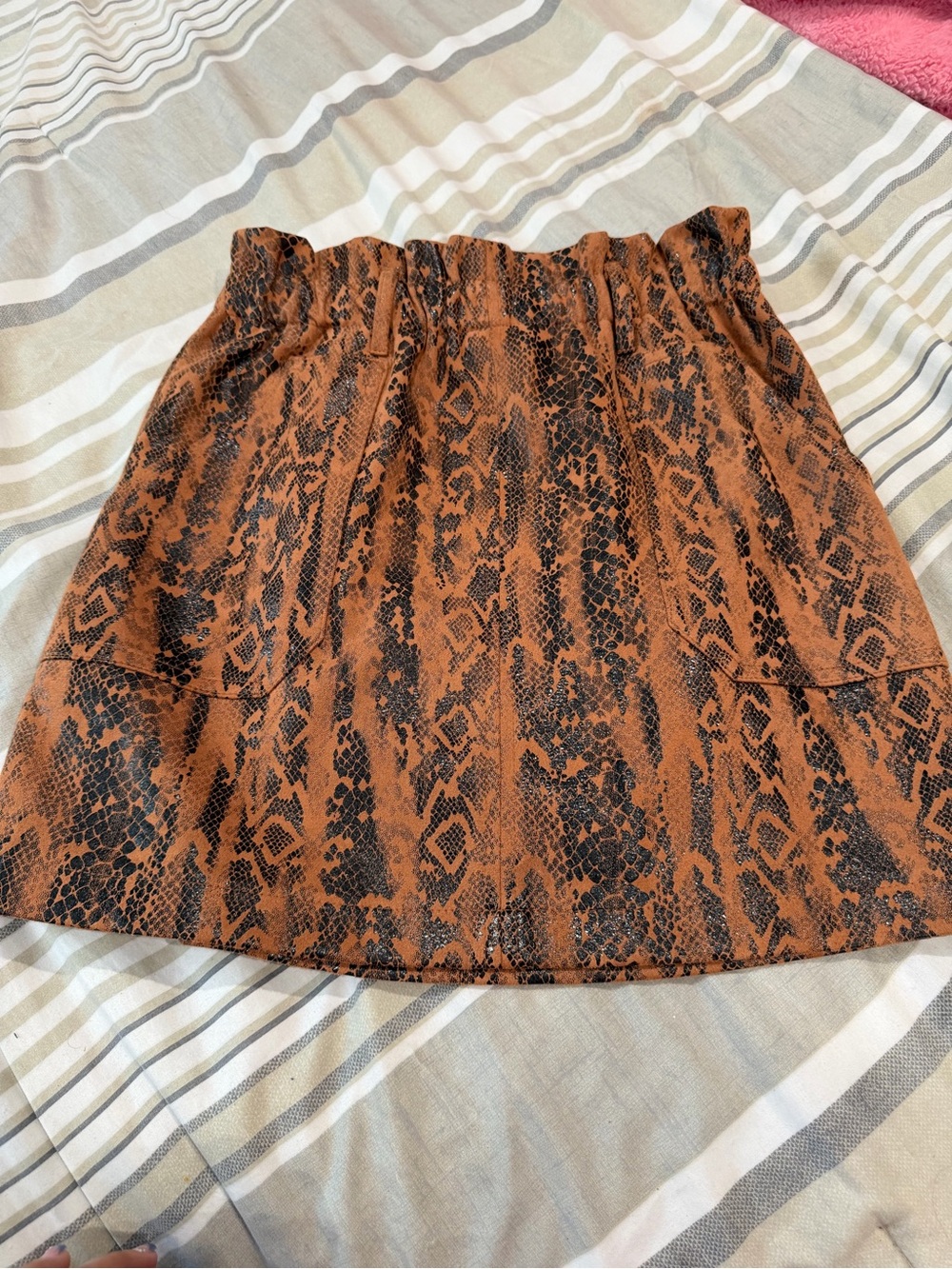 Haute Monde Rust and Black Snake-Print Mini Skirt